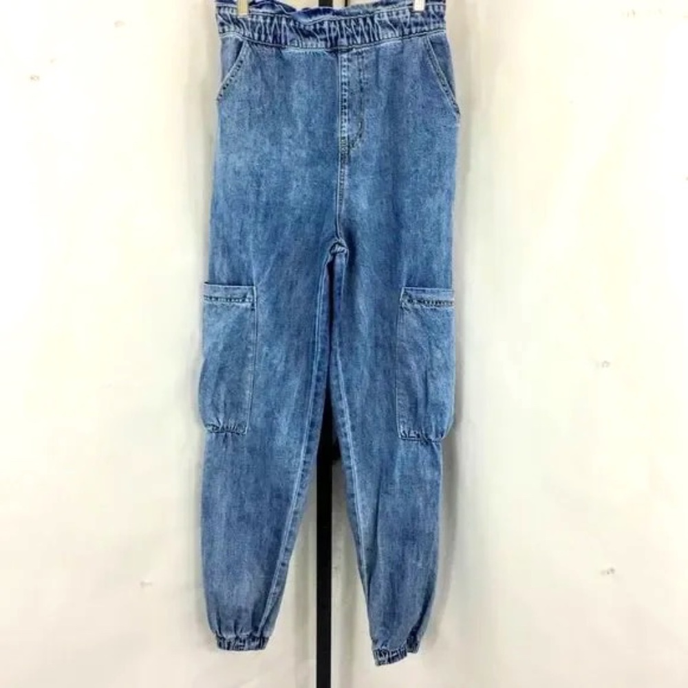Fashion Nova Just Hold On Denim Cargo Joggers Size XS